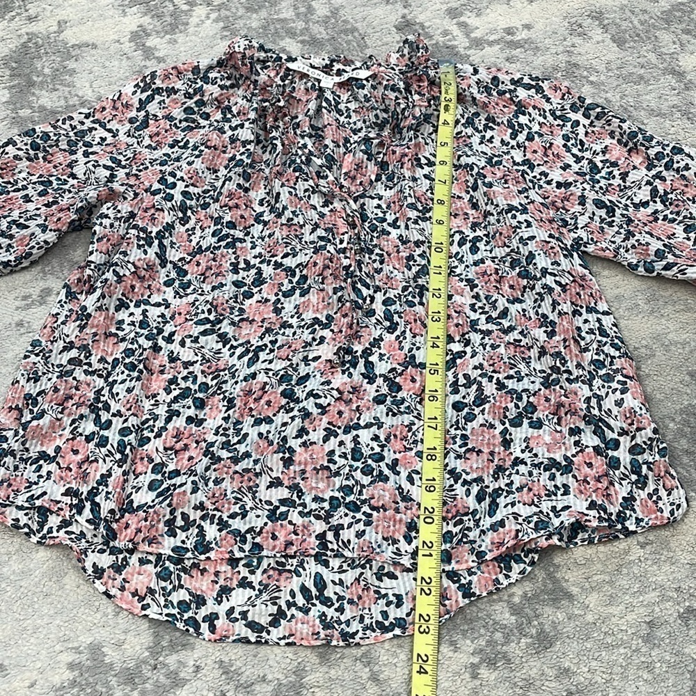 Veronica Beard Antonette White Floral Ruffled Silk Blouse Long Sleeve Sheer Sz 2 - Picture 13 of 16
